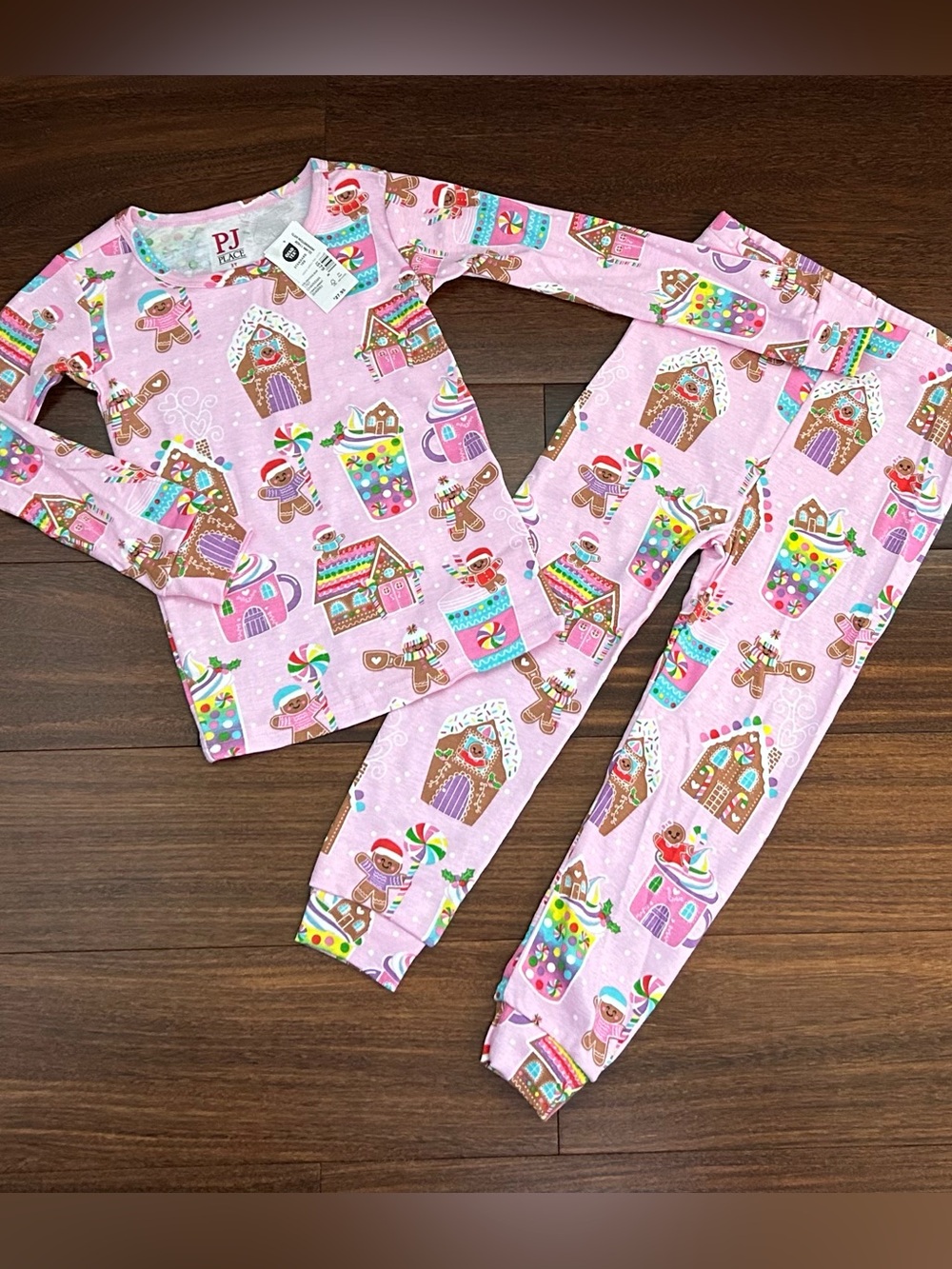 โก๏ธ2 for $25โก๏ธChildrens Place Pink Gingerbread House Holiday Pjs